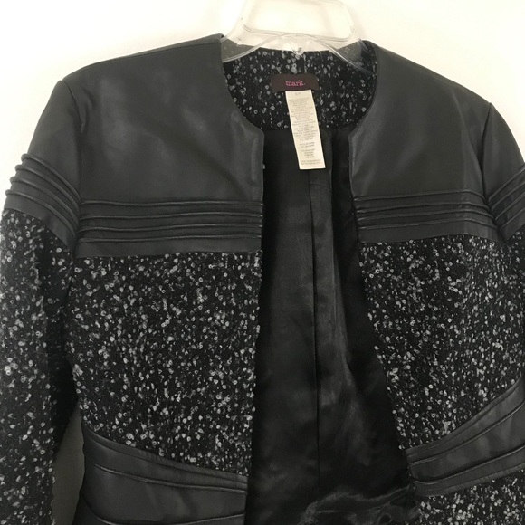 mark. Faux Leather and Tweed Black Jacket S - Picture 4 of 7